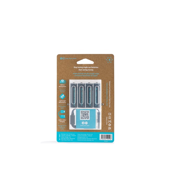 Paleblue PB-AA-C 4xAA 2000mAh USB-C újratölthető ceruza akkumulátor + töltőkábel