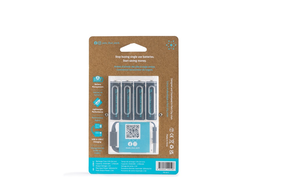Paleblue PB-AA-C 4xAA 2000mAh USB-C újratölthető ceruza akkumulátor + töltőkábel