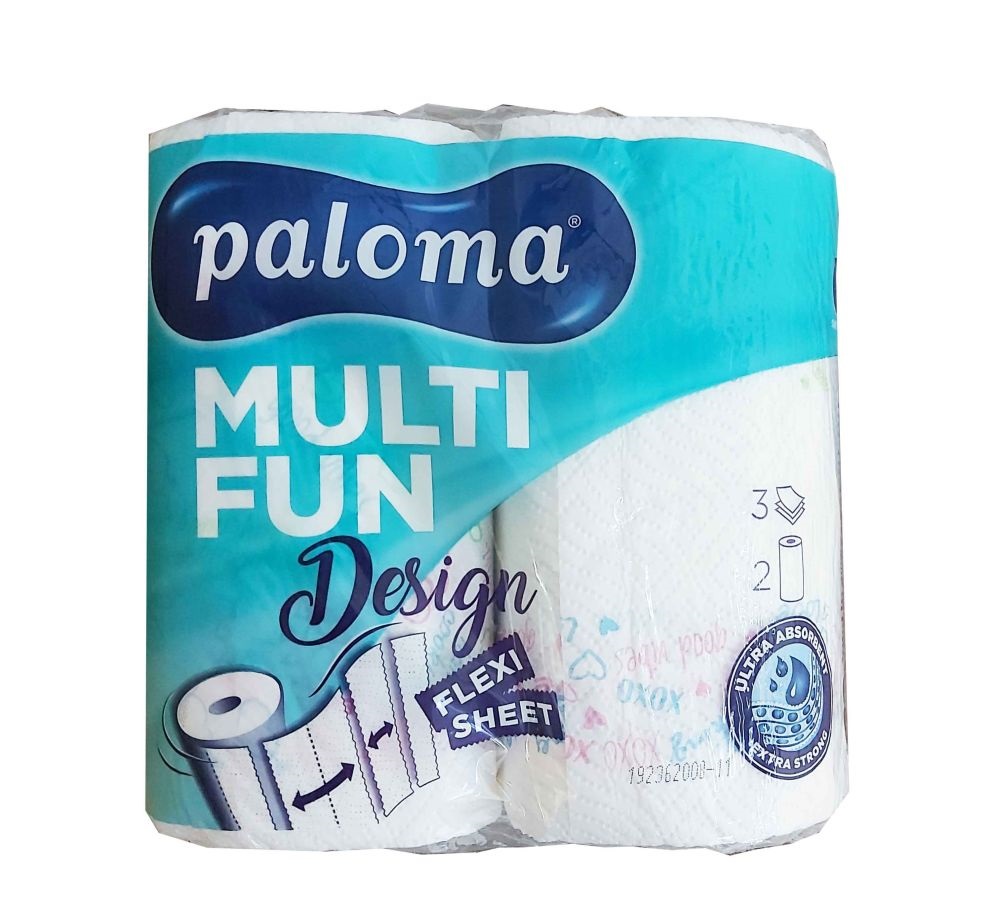 Paloma KT MULTI FUN 3 rétegű 145lap színes 2 tekercs/csomag papírtörlő