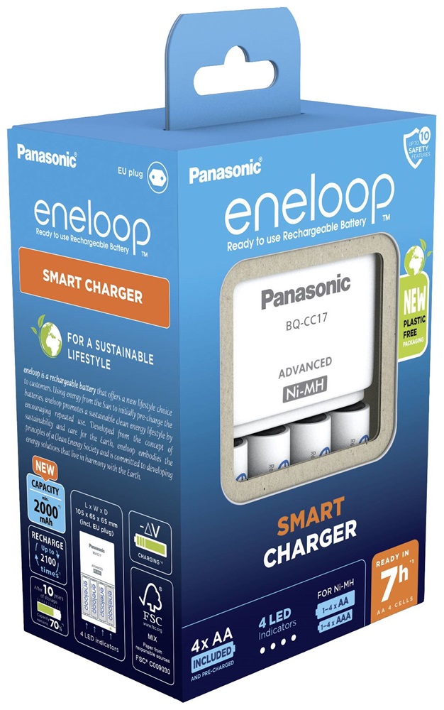 Panasonic Eneloop K-KJ17MCC40E AA 2000mAh akkutöltő +4xAA akku