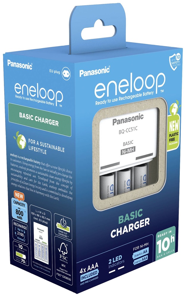 Panasonic Eneloop K-KJ51MCD04E AAA 800mAh időzítős akkutöltő +4xAAA akku