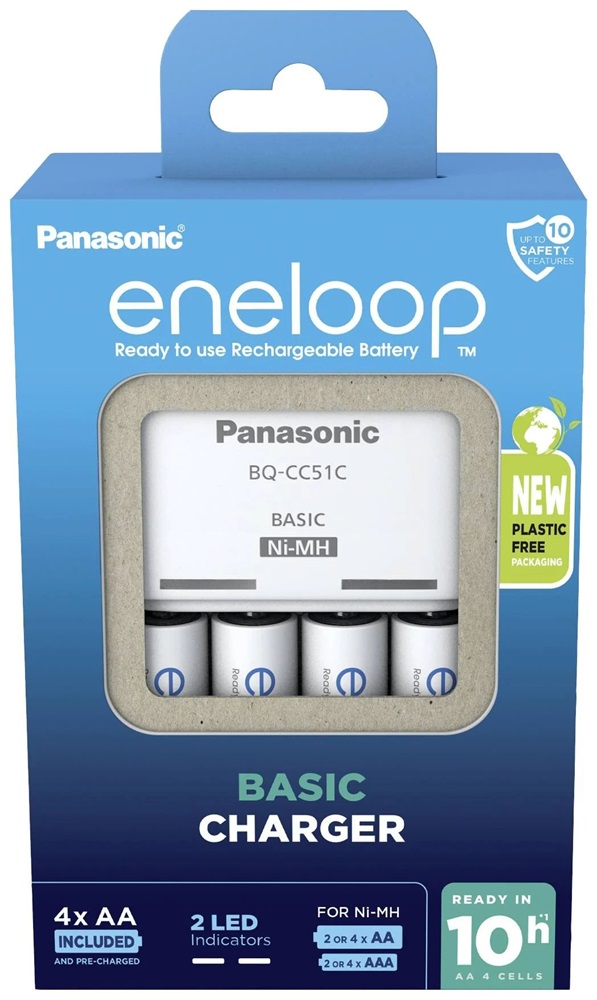 Panasonic Eneloop K-KJ51MCD40E AA 2000mAh akkutöltő +4xAA akku