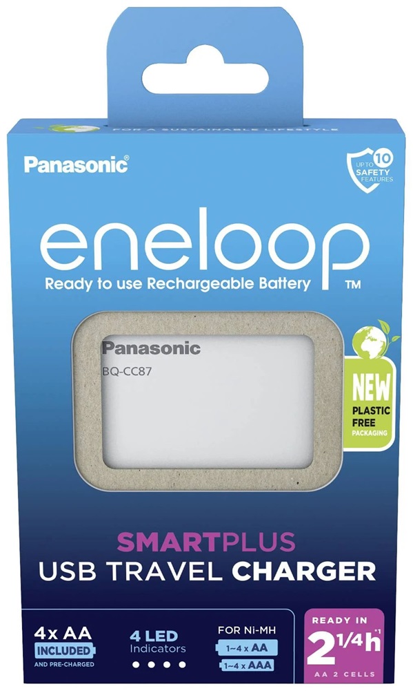 Panasonic Eneloop K-KJ87MCD40USB AA időzítős, powerbank funkciós akkutöltő +4xAA akku