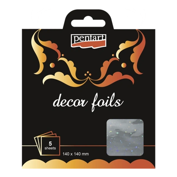 Pentart 14 x 14 cm 5 db/csomag hologramos csillagos dekorfólia