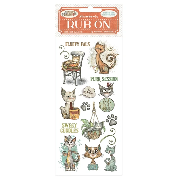 Pentart Furry Friends cat 10,2x21,6 cm kaparós matrica