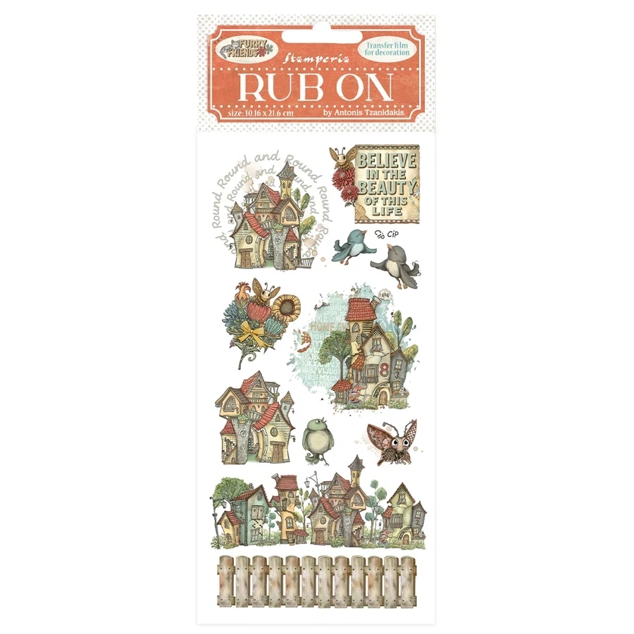 Pentart Furry Friends houses 10,2x21,6 cm kaparós matrica