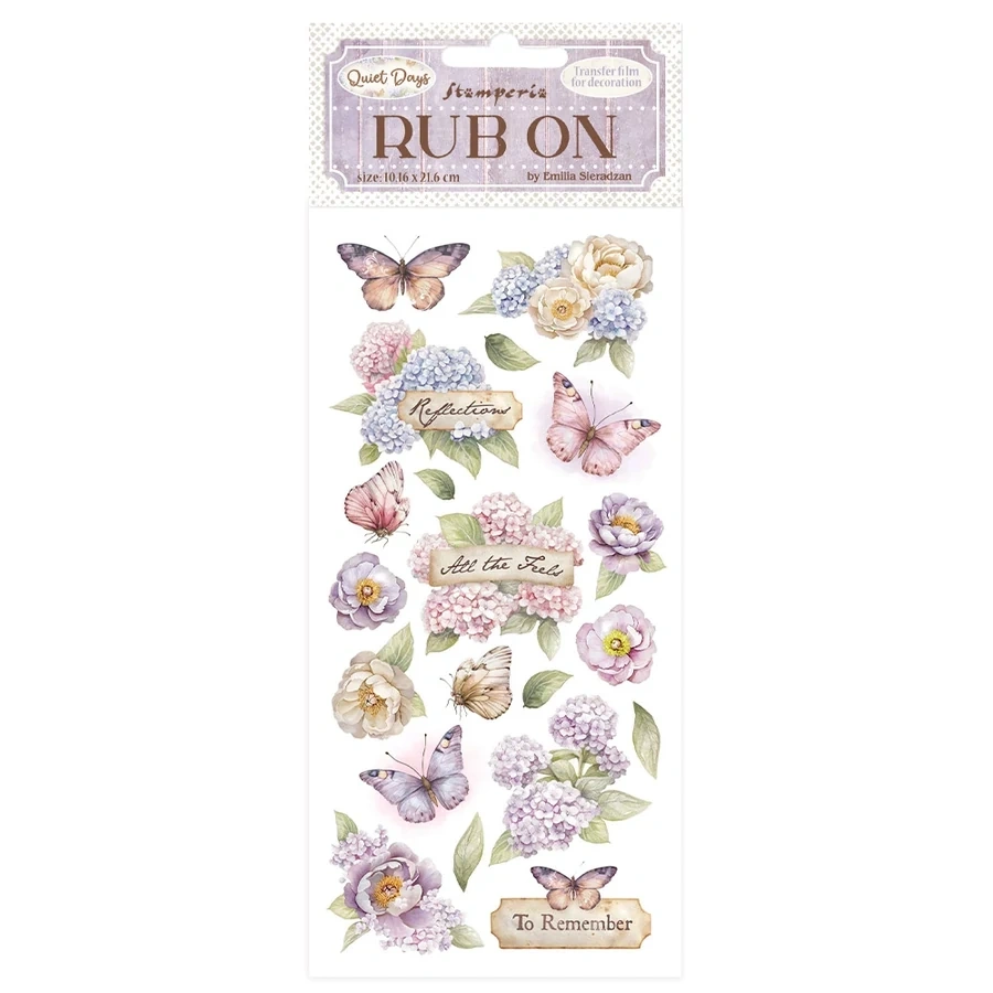 Pentart Quiet Days hydrangea and butterfly 10,2x21,6 cm kaparós matrica