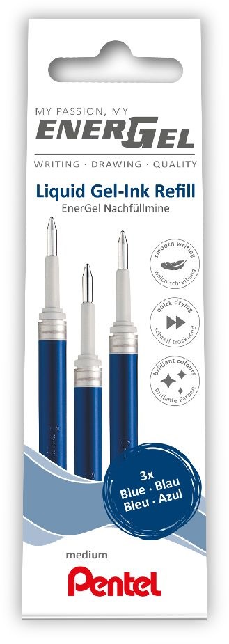 Pentel EnerGel 3 db/csomag 0.35mm zselés kék rollerirón betét