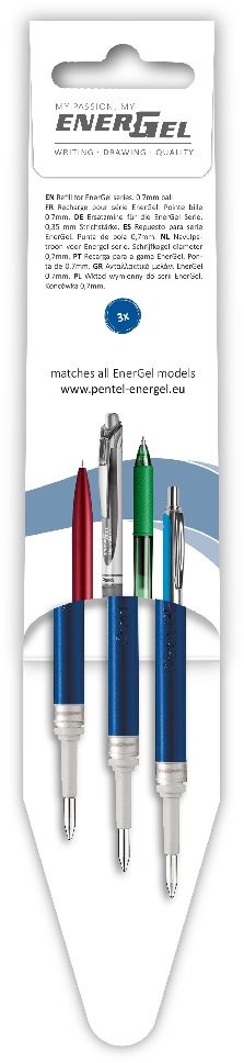 Pentel EnerGel 3 db/csomag 0.35mm zselés kék rollerirón betét