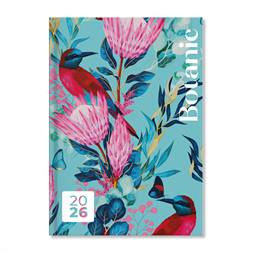 Period Botanic Blue 2026 A5 napi beosztású határidőnapló