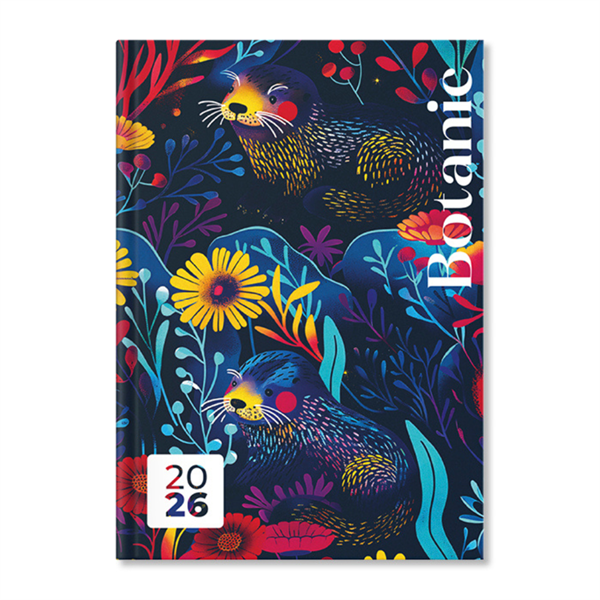 Period Botanic Dark 2026 B6 heti napi beosztású határidőnapló