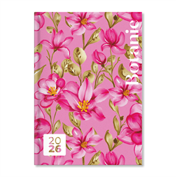 Period Botanic Pink 2026 B6 heti napi beosztású határidőnapló