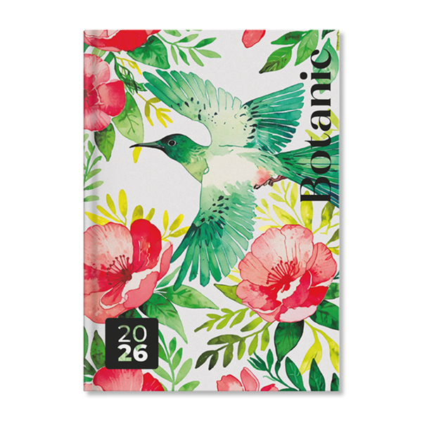 Period Botanic White 2026 B6 heti napi beosztású határidőnapló