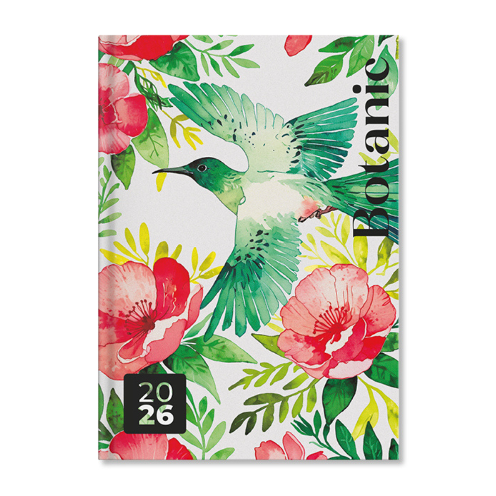 Period Botanic White 2026 B6 heti napi beosztású határidőnapló