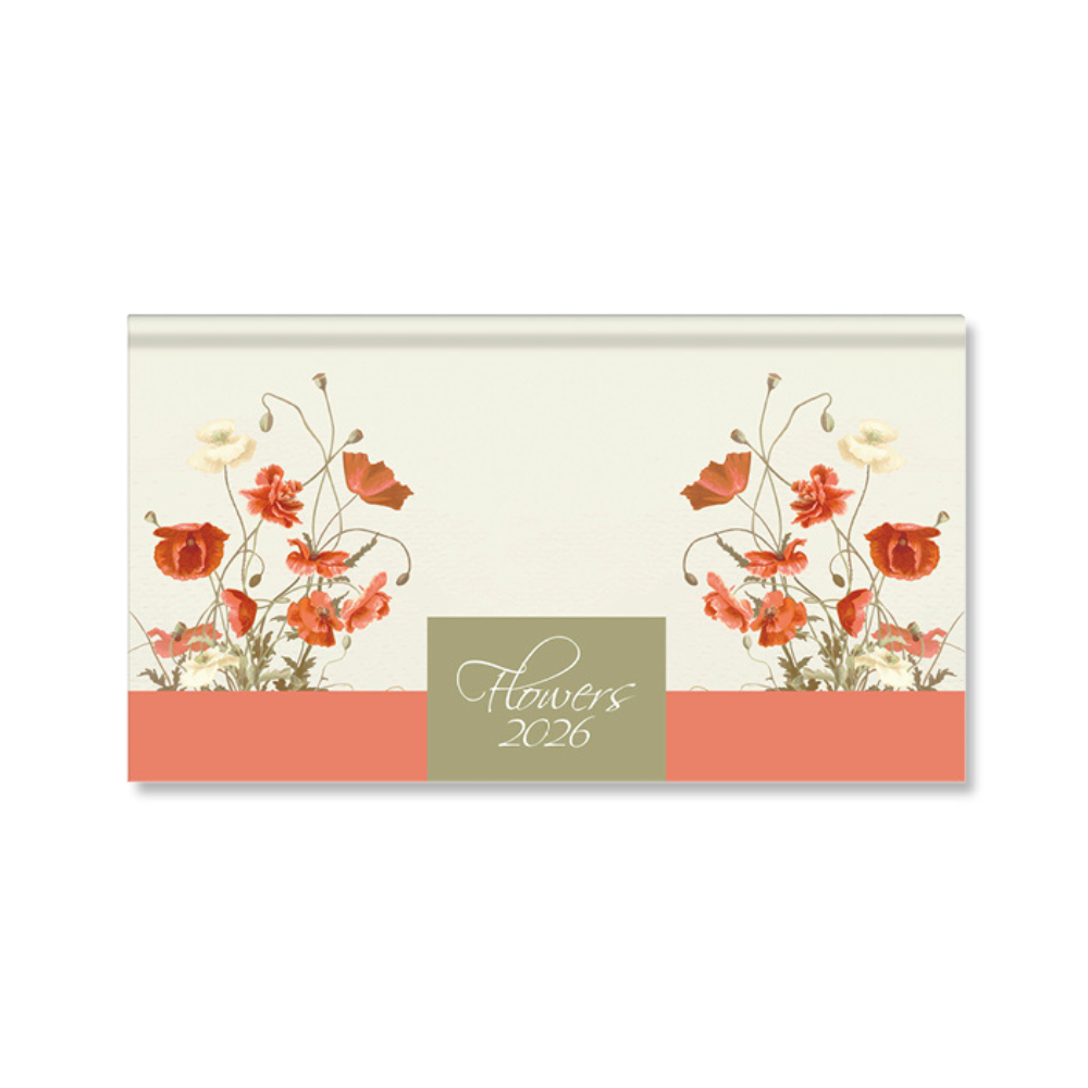Period Flowers Beige 2026 fekvő zsebnaptár