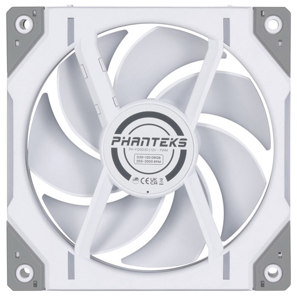 Phanteks D30 Regular Airflow 120mm PWM D-RGB L fehér ventilátor