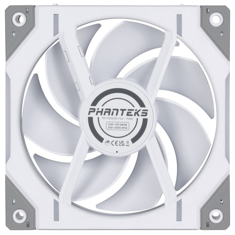 Phanteks D30 Regular Airflow 120mm PWM D-RGB L fehér ventilátor