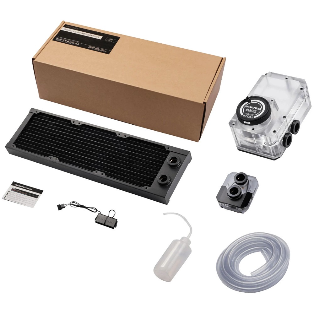 Phanteks Glacier EZ-Fit 360 D30 SOFT KIT 3x120mm ARGB fekete vízhűtéses processzor hűtő DIY készlet