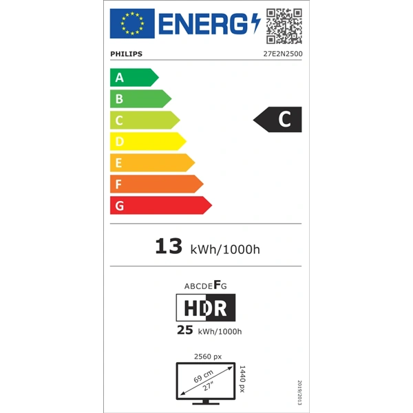 Philips 27" 27E2N2500/00 QHD IPS 120Hz HDMI/DP monitor