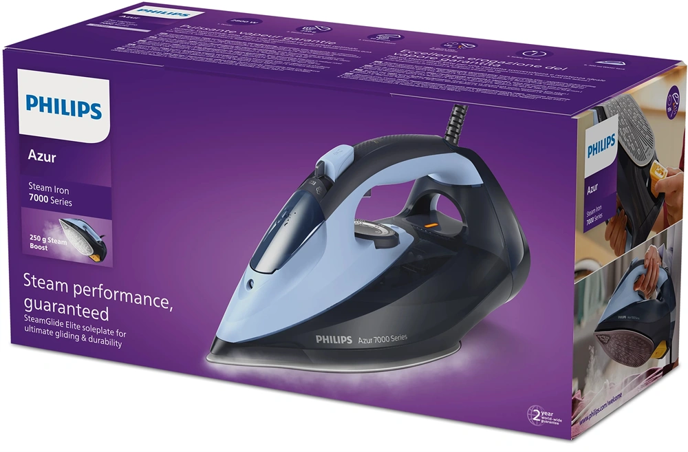 Philips DST7041/20 7000 világos-sötétkék gőzölős vasaló