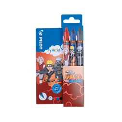 Pilot FriXion Clicker NARUTO SHIPPUDEN Limitált kiadás fekete, kék, piros 3 db-os rollerirón