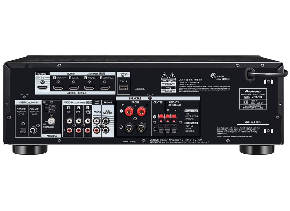 Pioneer VSX-534-B 5.2 csatornás fekete házimozi erősítő
