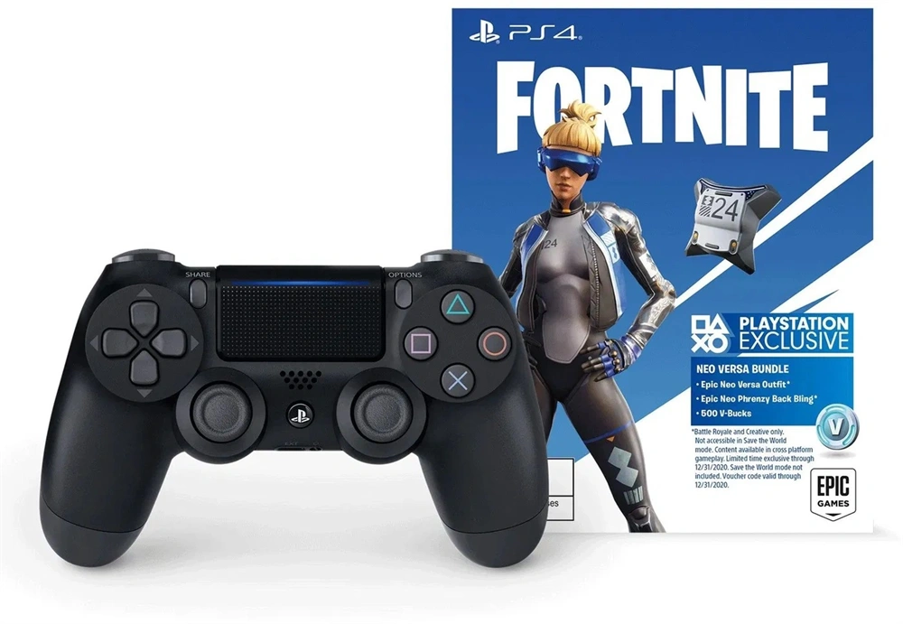 PlayStation 4 Dualshock 4 V2 Black fekete kontroller + Fortnite Neo Versa csomag