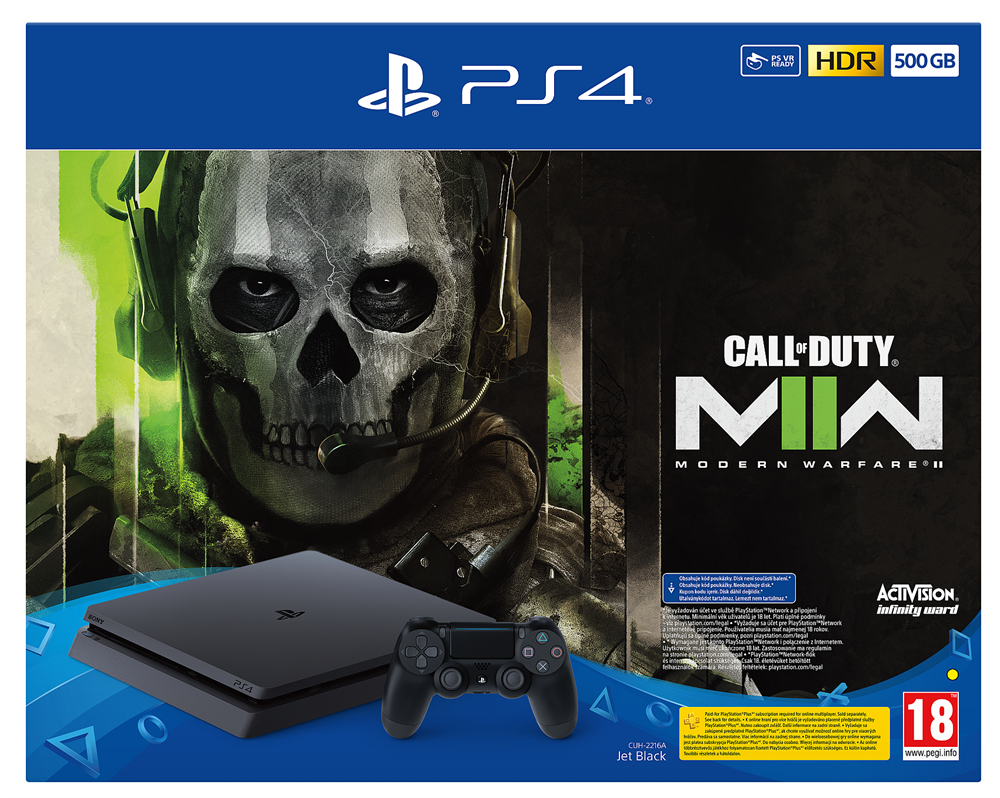 PlayStation 4 Slim 500GB fekete konzol + Call of Duty Modern Warfare 2