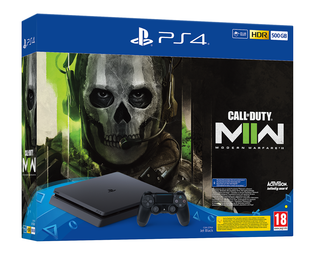 PlayStation 4 Slim 500GB fekete konzol + Call of Duty Modern Warfare 2