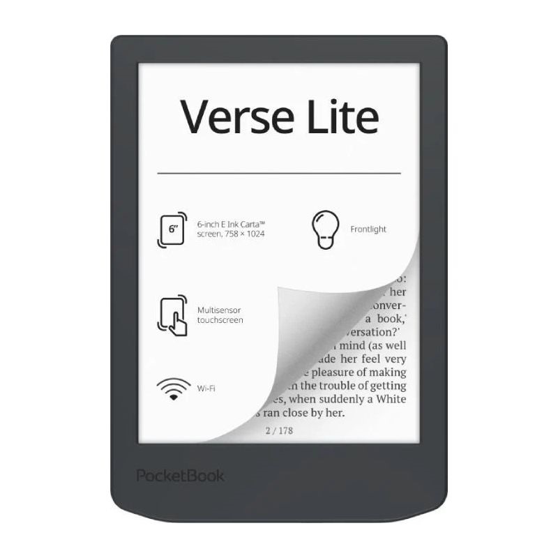 PocketBook PB619 VERSE LITE Midnight 6" (512MB/8GB, 1000mAh, wifi, USB-C) E-Book olvasó