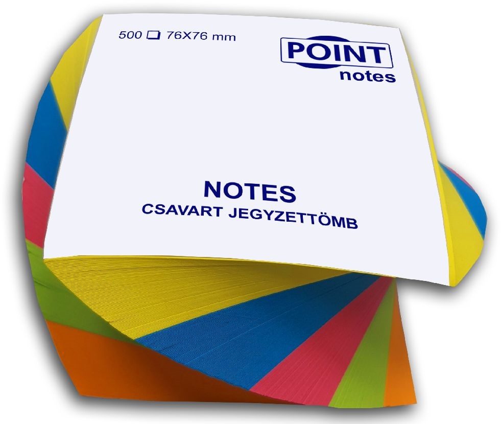 Point 76x76 mm 500 lapos élénk színű csavart jegyzettömb