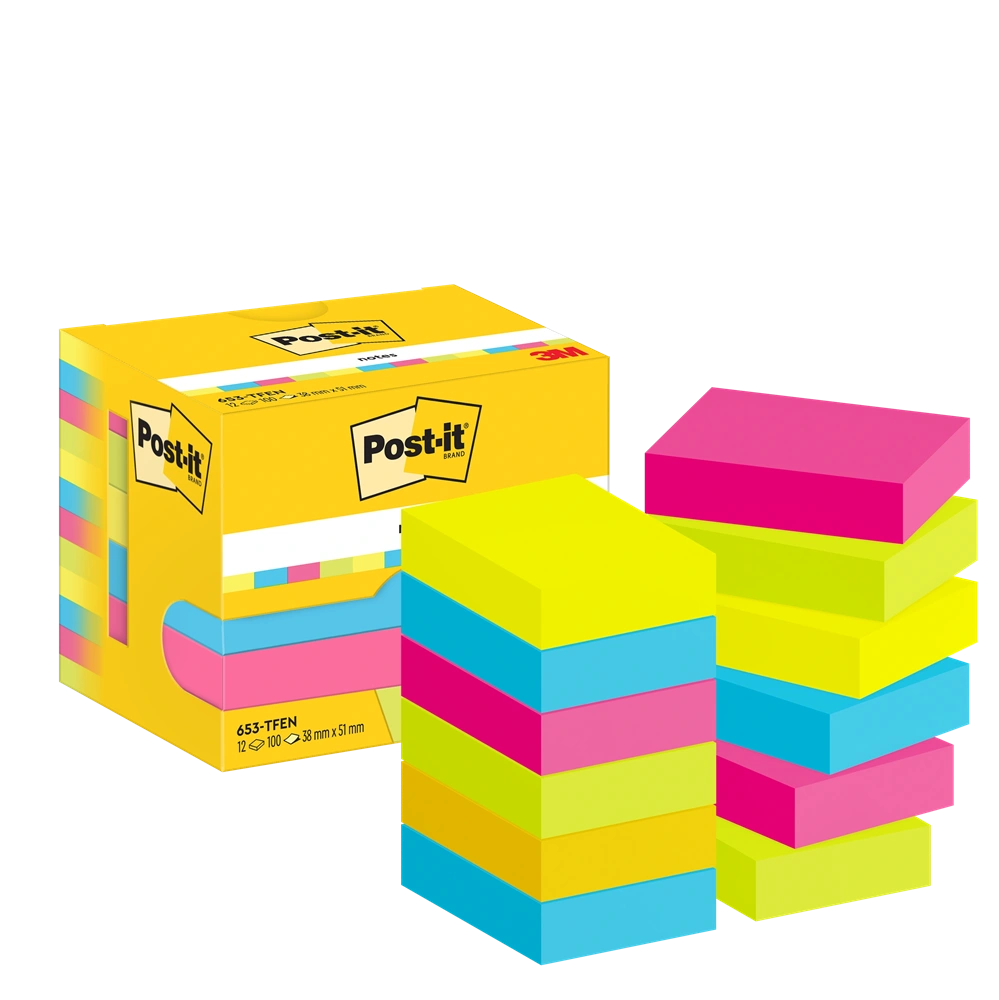 Post-It Energy 38x51mm 12 tömb/cs öntapadós jegyzettömb 100% PEFC, SGSCH-PEFC-COC-110078