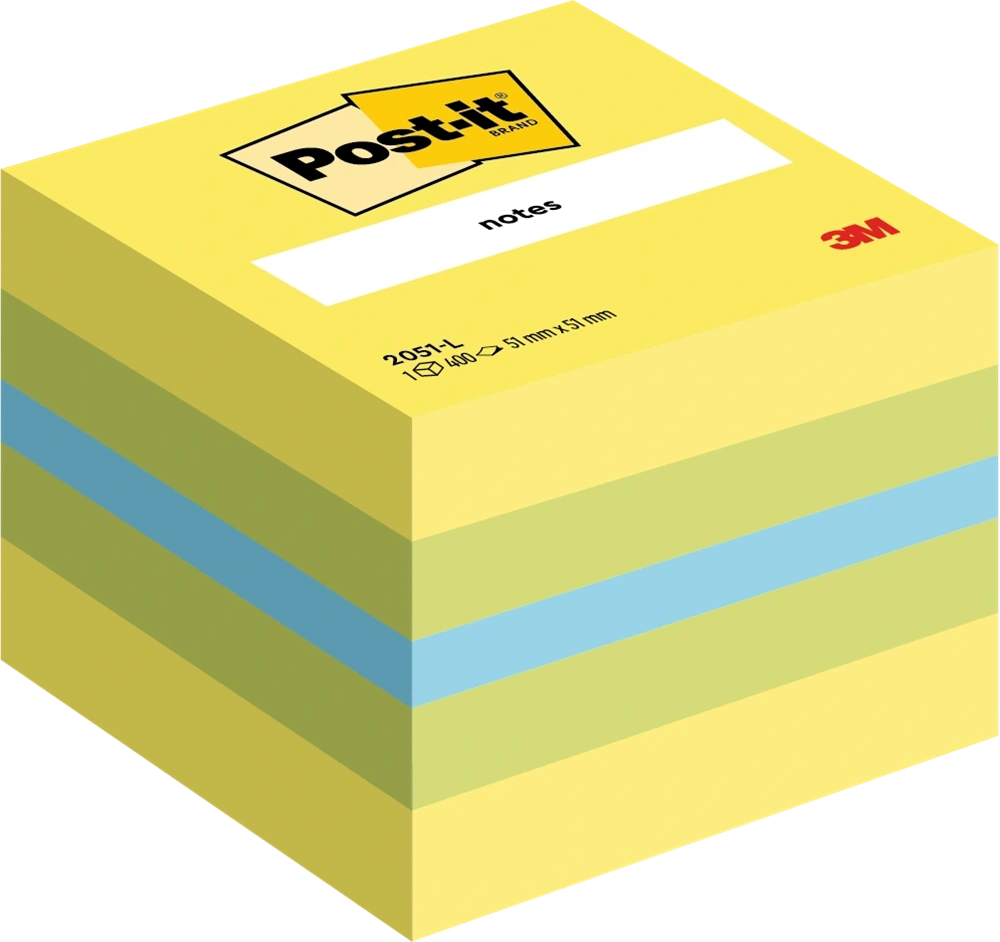 Post-it 2051-L 51x51mm mini öntapadós vegyes lime kockatömb 100% PEFC, SGSCH-PEFC-COC-110078