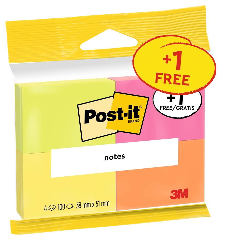 Post-it 6812P neon 3+1db jegyzettömb 100% PEFC, SGSCH-PEFC-COC-110078