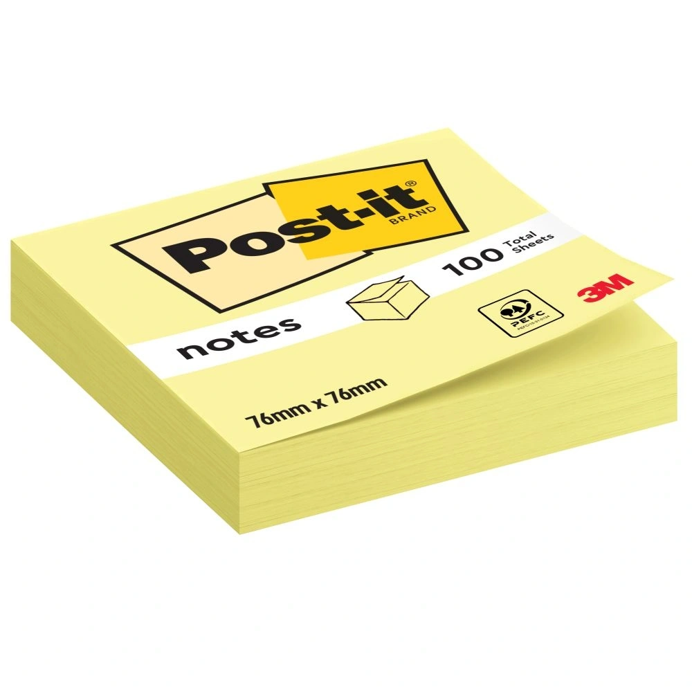 Post-it 6820 76x76 öntapadós 100 lapos kanárisárga jegyzettömb 100% PEFC, SGSCH-PEFC-COC-110078
