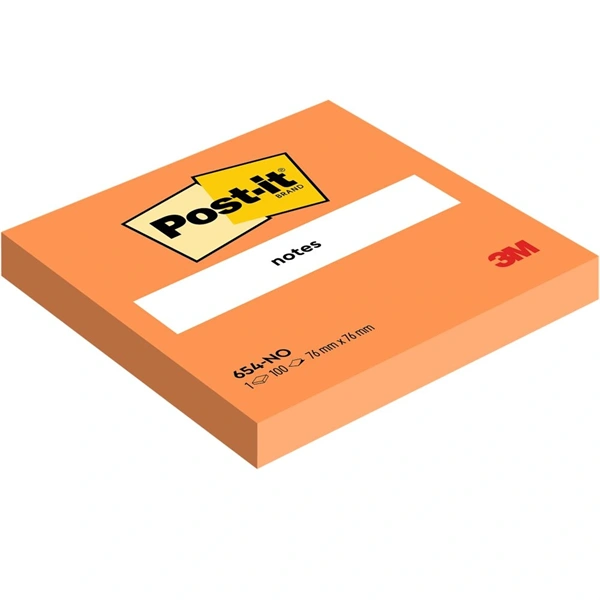 Post-it 76x76mm 100lap neon narancs jegyzettömb 100% PEFC, SGSCH-PEFC-COC-110078