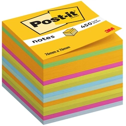 Post-it 76x76mm 450lapos ultra öntapadós szivárványszínű kockatömb 100% PEFC, SGSCH-PEFC-COC-110078