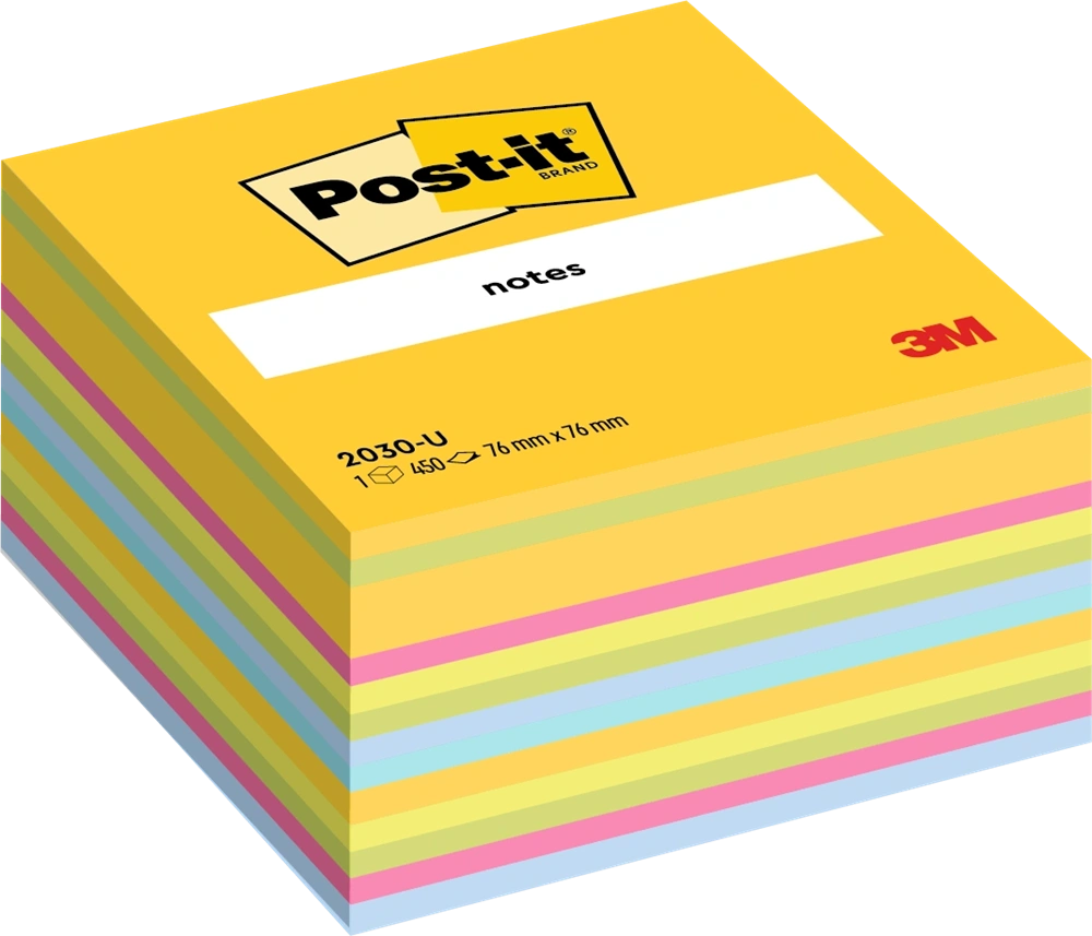 Post-it 76x76mm 450lapos ultra öntapadós szivárványszínű kockatömb 100% PEFC, SGSCH-PEFC-COC-110078