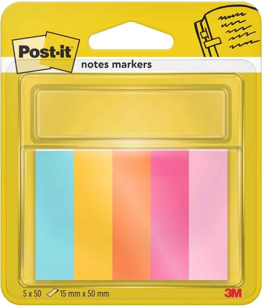 Post-it Beachside 15x50mm  5x50lap vegyes jelölőlap 100% PEFC, SGSCH-PEFC-COC-110078