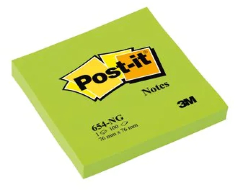 Post-it 76x76mm 100lap neon zöld jegyzettömb
