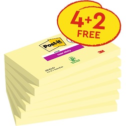 Post-it Super Sticky 655-SSCY 76x127mm 90lapos 4+2 tömb kanárisárga öntapadós jegyzettömb