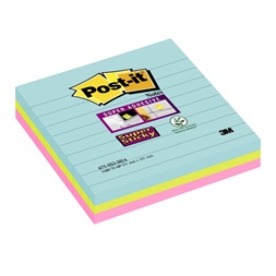 3M Post-it Super Sticky Miami 101x101mm vonalas 3 db/cs.jegyzettömb 100% PEFC, SGSCH-PEFC-COC-110078