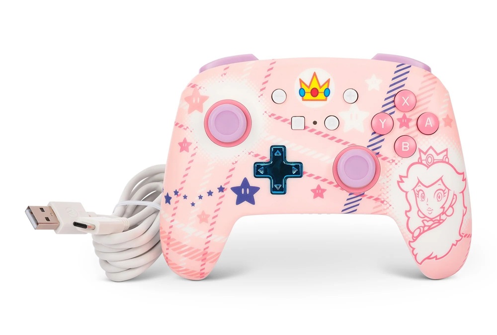 PowerA NSGP0255-01 Enhanced Nintendo Switch vezeték nélküli Princess Peach Plaid kontroller