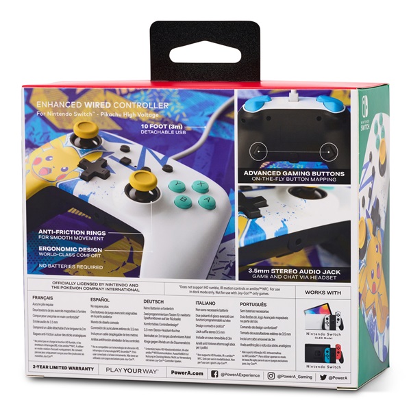 PowerA NSGP0041-01 Enhanced Nintendo Switch vezetékes Pikachu High Voltage kontroller