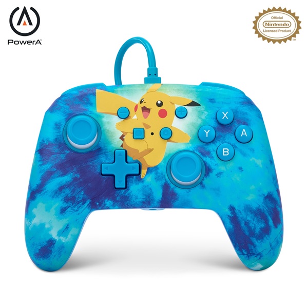 PowerA NSGP0090-01 Enhanced Nintendo Switch vezetékes Tie Dye Pikachu kontroller