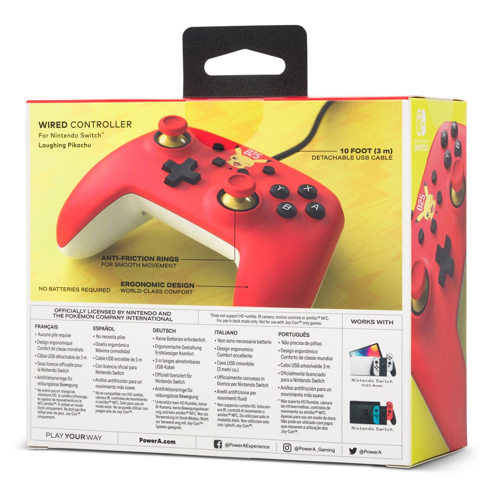 PowerA NSGP0200-01 Nintendo Switch vezetékes Laughing Pikachu kontroller