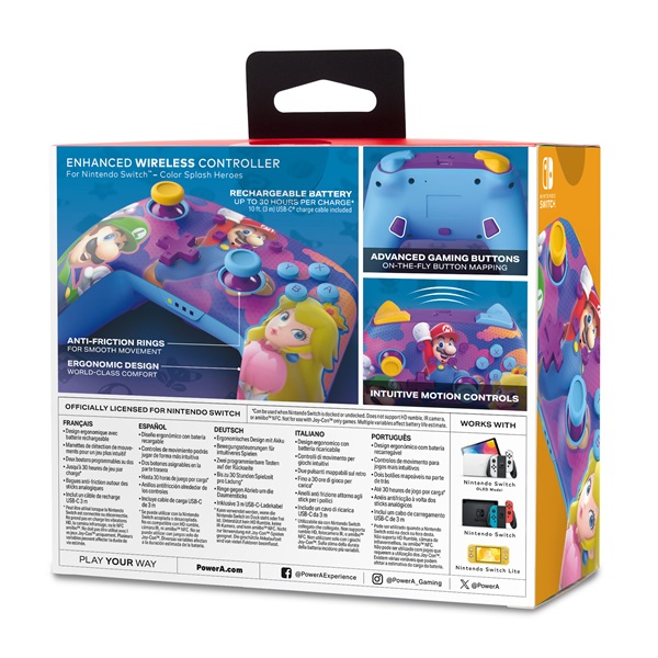 PowerA NSGP0287-01 Enhanced Nintendo Switch vezeték nélküli Color Splash Heroes kontroller