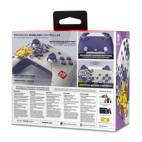 PowerA NSGP0324-01 Enhanced Nintendo Switch vezeték nélküli Pikachu Blossom kontroller