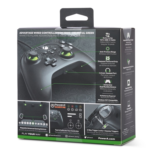 PowerA XBGP0190-01 Advantage Xbox Series X|S/Xbox One vezetékes Celestial Green kontroller