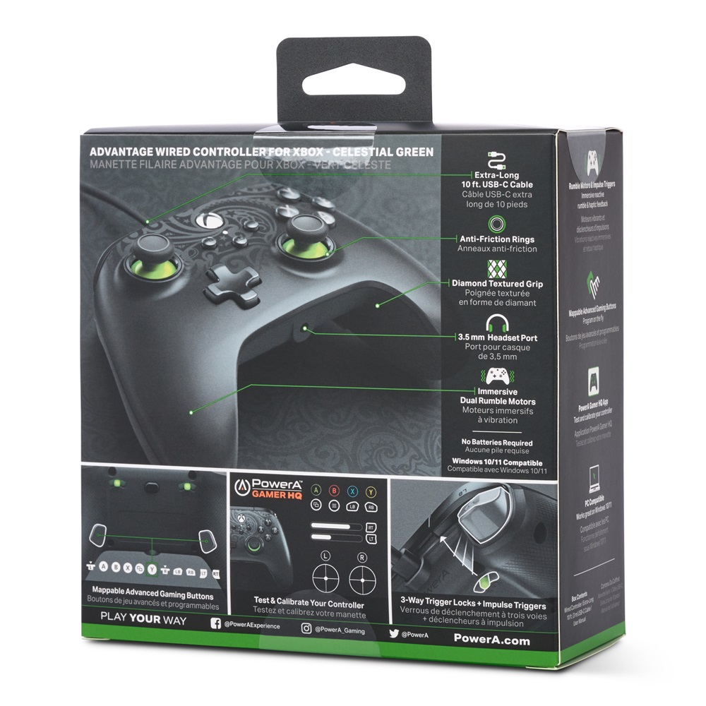 PowerA XBGP0190-01 Advantage Xbox Series X|S/Xbox One vezetékes Celestial Green kontroller